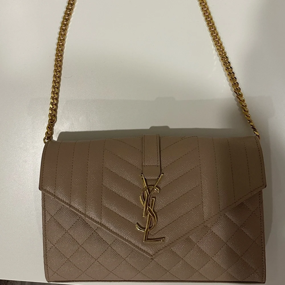 Yves Saint Laurent Brown Quilted Wallet on Chain - Picture 4 of 4